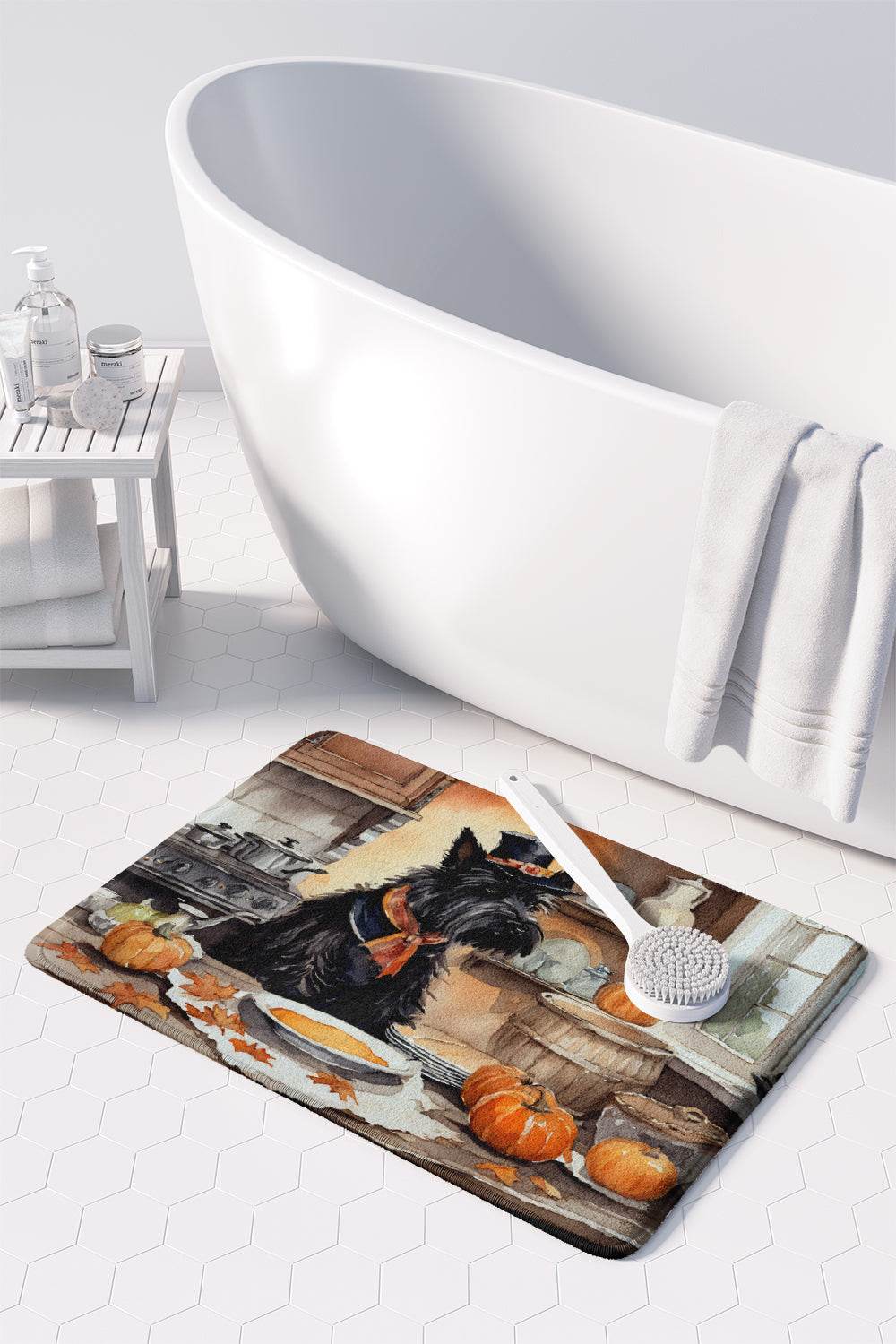 Scottish Terrier Fall Kitchen Pumpkins Memory Foam Kitchen Mat - Loft&Timber