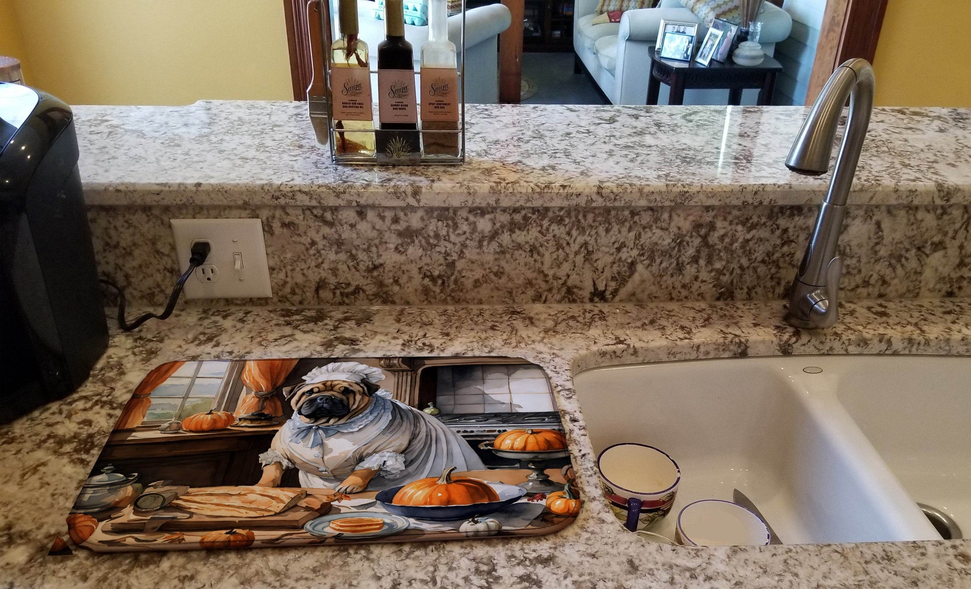 Shar Pei Fall Kitchen Pumpkins Dish Drying Mat - Loft&Timber