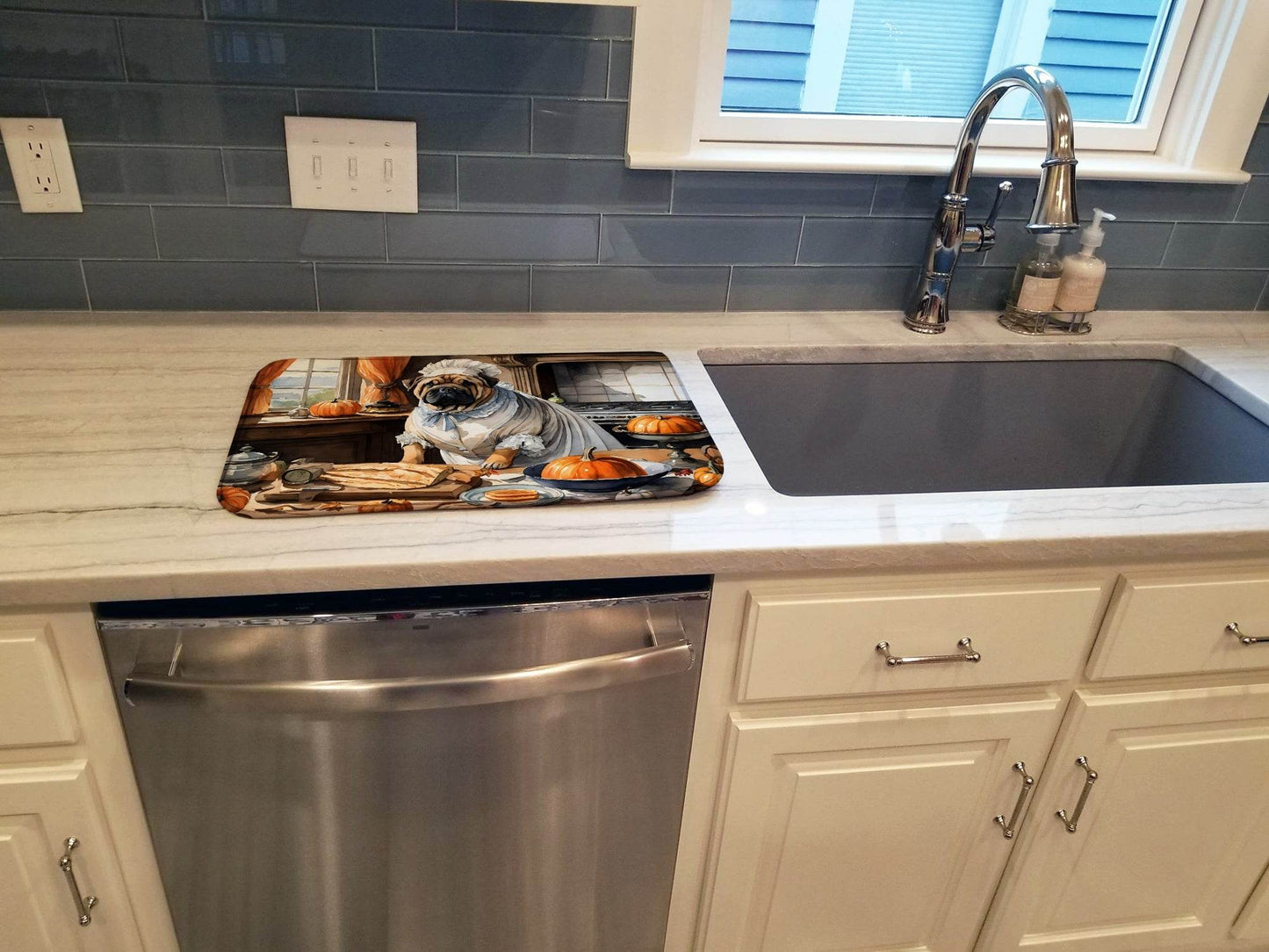 Shar Pei Fall Kitchen Pumpkins Dish Drying Mat - Loft&Timber