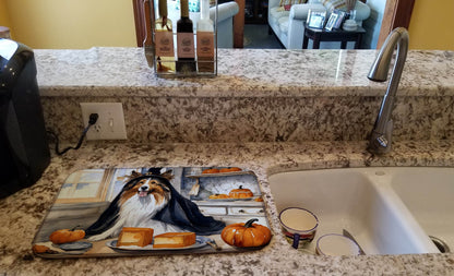 Sheltie Fall Kitchen Pumpkins Dish Drying Mat - Loft&Timber