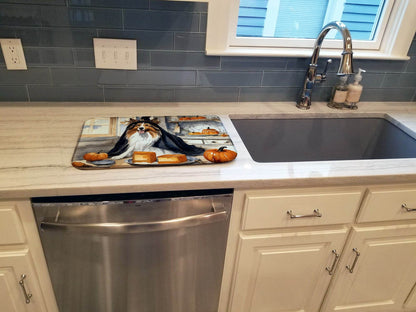 Sheltie Fall Kitchen Pumpkins Dish Drying Mat - Loft&Timber