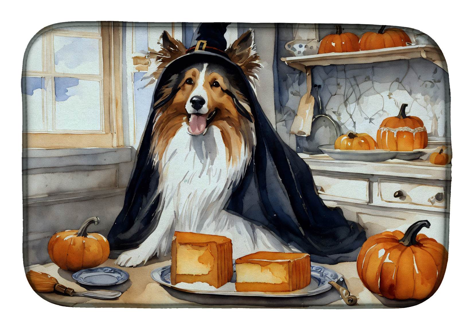 Sheltie Fall Kitchen Pumpkins Dish Drying Mat - Loft&Timber