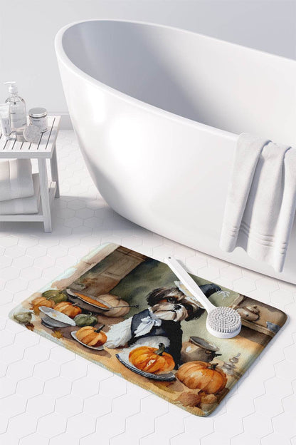 Shih Tzu Fall Kitchen Pumpkins Memory Foam Kitchen Mat - Loft&Timber