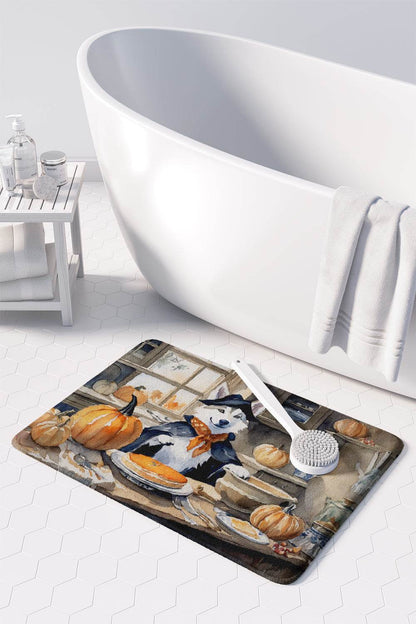 Siberian Husky Fall Kitchen Pumpkins Memory Foam Kitchen Mat - Loft&Timber