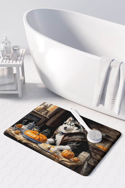 Siberian Husky Fall Kitchen Pumpkins Memory Foam Kitchen Mat - Loft&Timber
