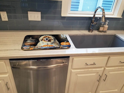 Tibetan Mastiff Fall Kitchen Pumpkins Dish Drying Mat - Loft&Timber