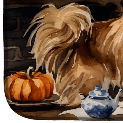 Tibetan Spaniel Fall Kitchen Pumpkins Dish Drying Mat - Loft&Timber