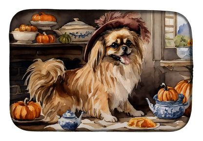 Tibetan Spaniel Fall Kitchen Pumpkins Dish Drying Mat - Loft&Timber