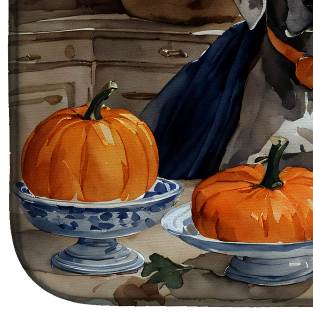 Weimaraner Fall Kitchen Pumpkins Dish Drying Mat - Loft&Timber