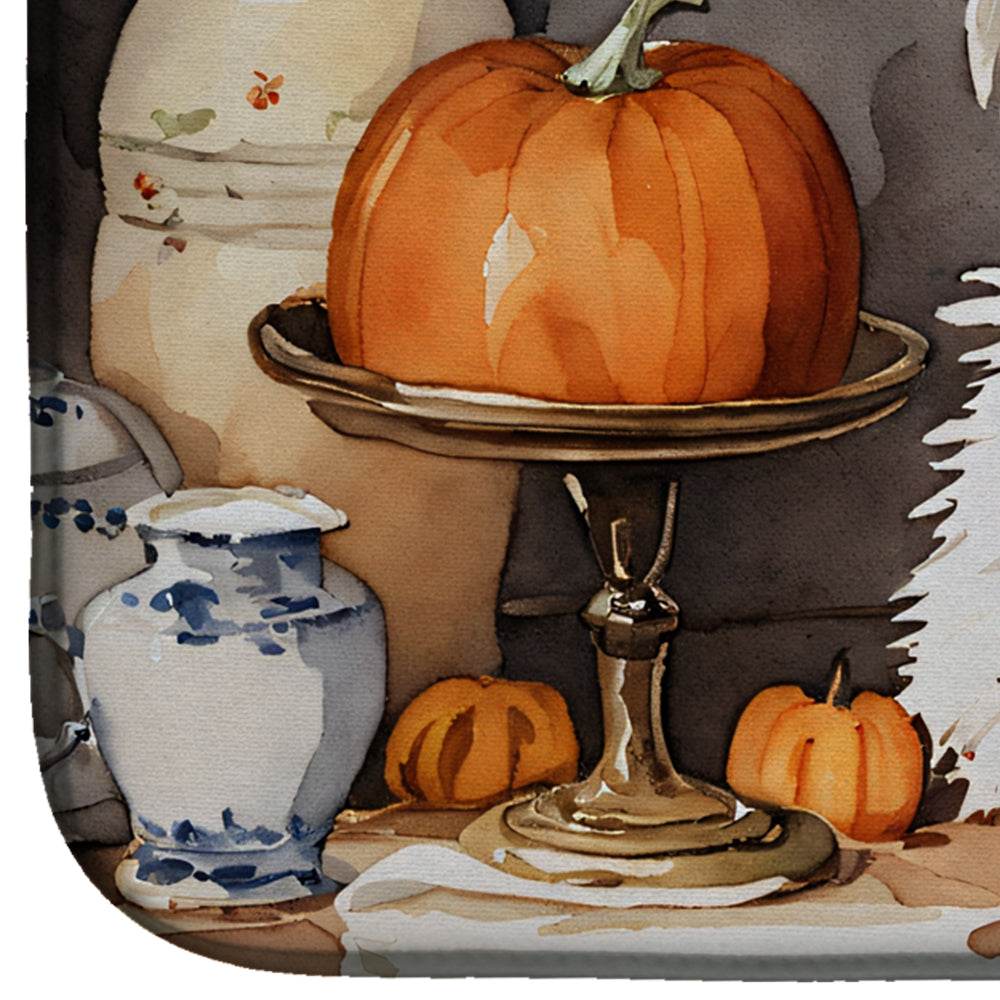 Westie Fall Kitchen Pumpkins Dish Drying Mat - Loft&Timber