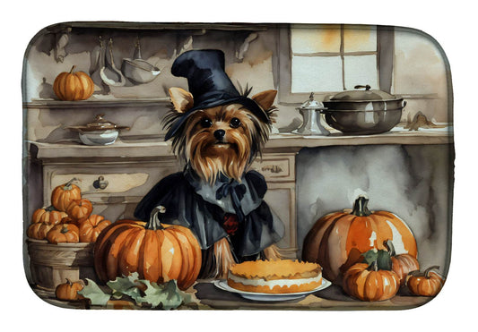 Yorkie Fall Kitchen Pumpkins Dish Drying Mat - Loft&Timber