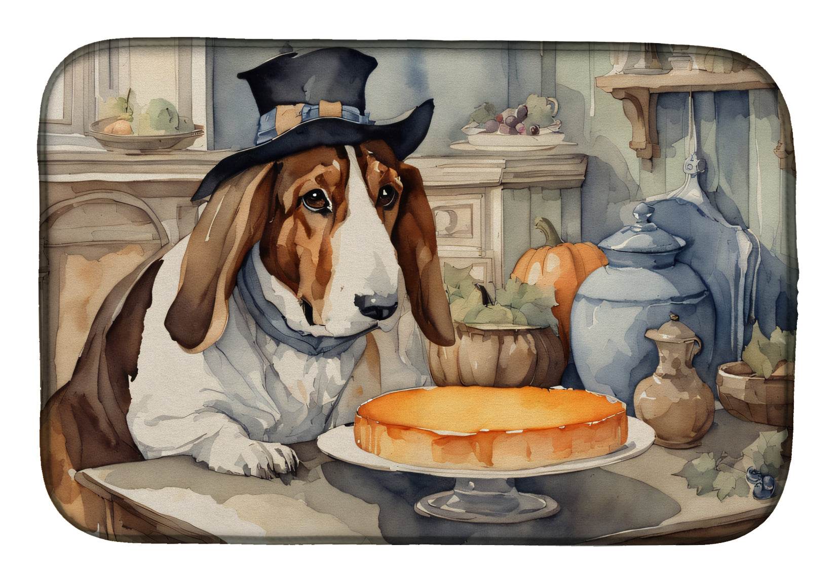 Basset Hound Fall Kitchen Pumpkins Dish Drying Mat - Loft&Timber