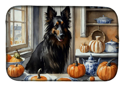 Belgian Sheepdog Fall Kitchen Pumpkins Dish Drying Mat - Loft&Timber