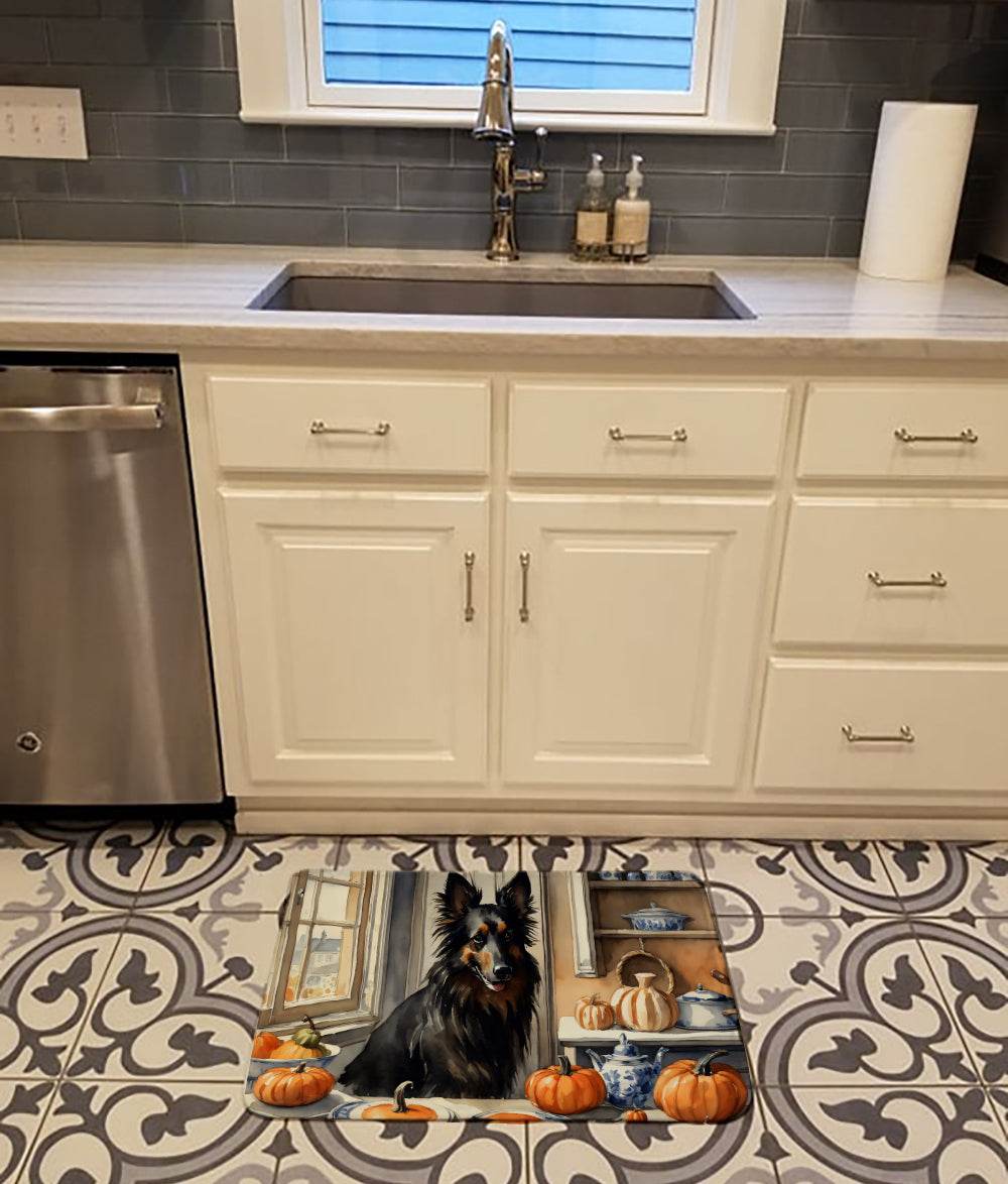 Belgian Sheepdog Fall Kitchen Pumpkins Memory Foam Kitchen Mat - Loft&Timber