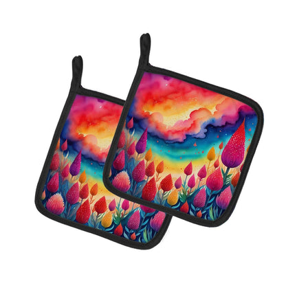 Colorful Celosia Pair of Pot Holders - Loft&Timber