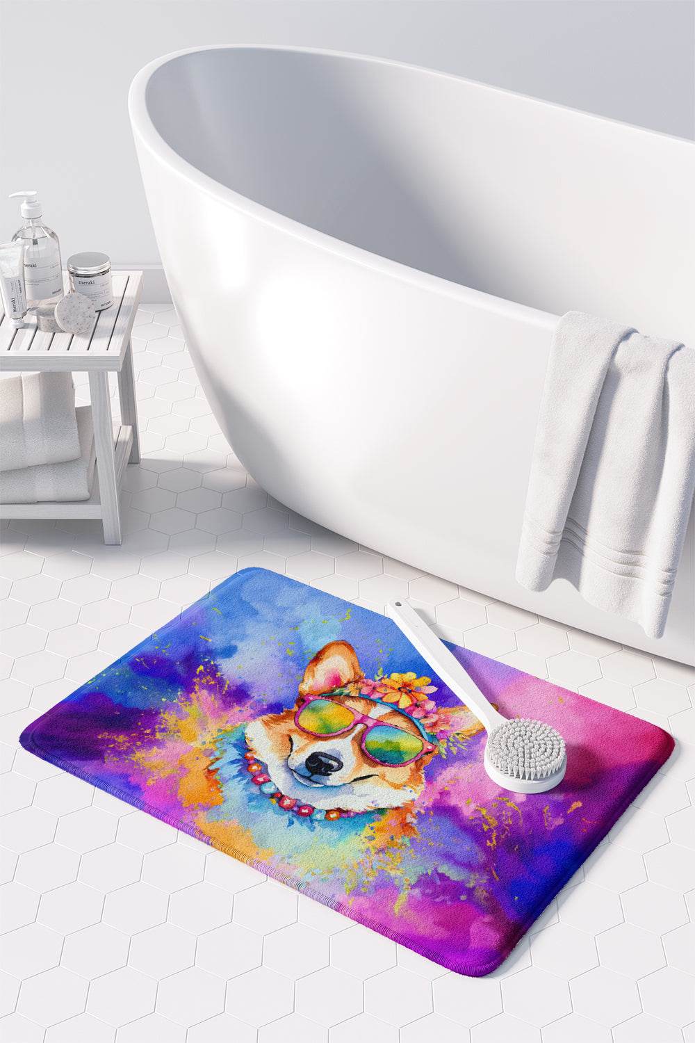 Corgi Hippie Dawg Memory Foam Kitchen Mat - Loft&Timber