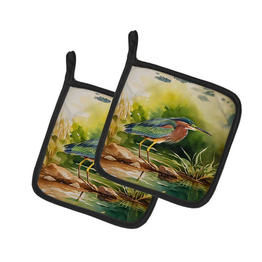 Green Heron Pair of Pot Holders - Loft&Timber