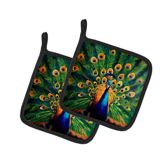 Peacock Pair of Pot Holders - Loft&Timber
