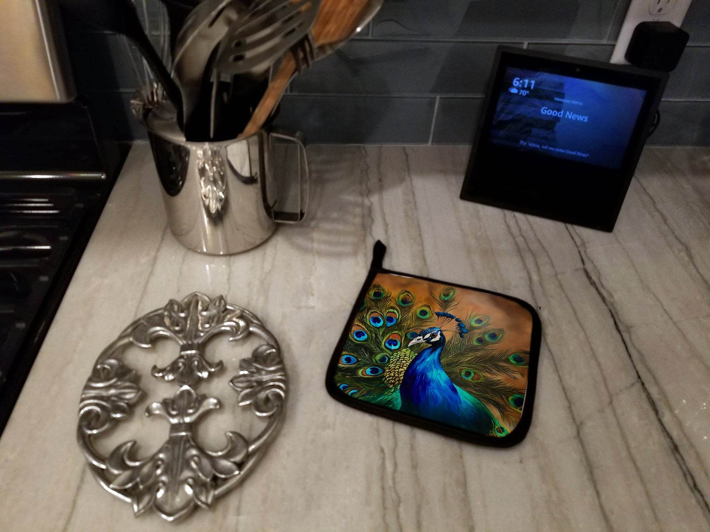 Peacock Pair of Pot Holders - Loft&Timber