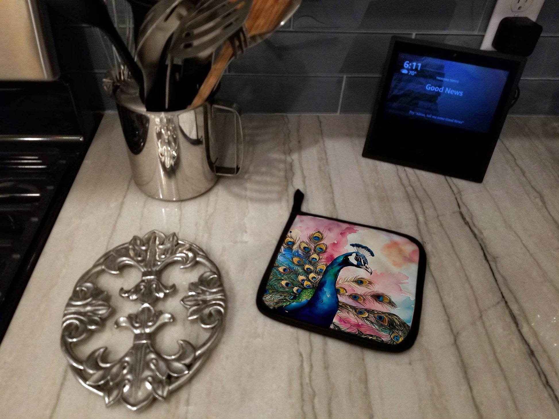 Peacock Pair of Pot Holders - Loft&Timber