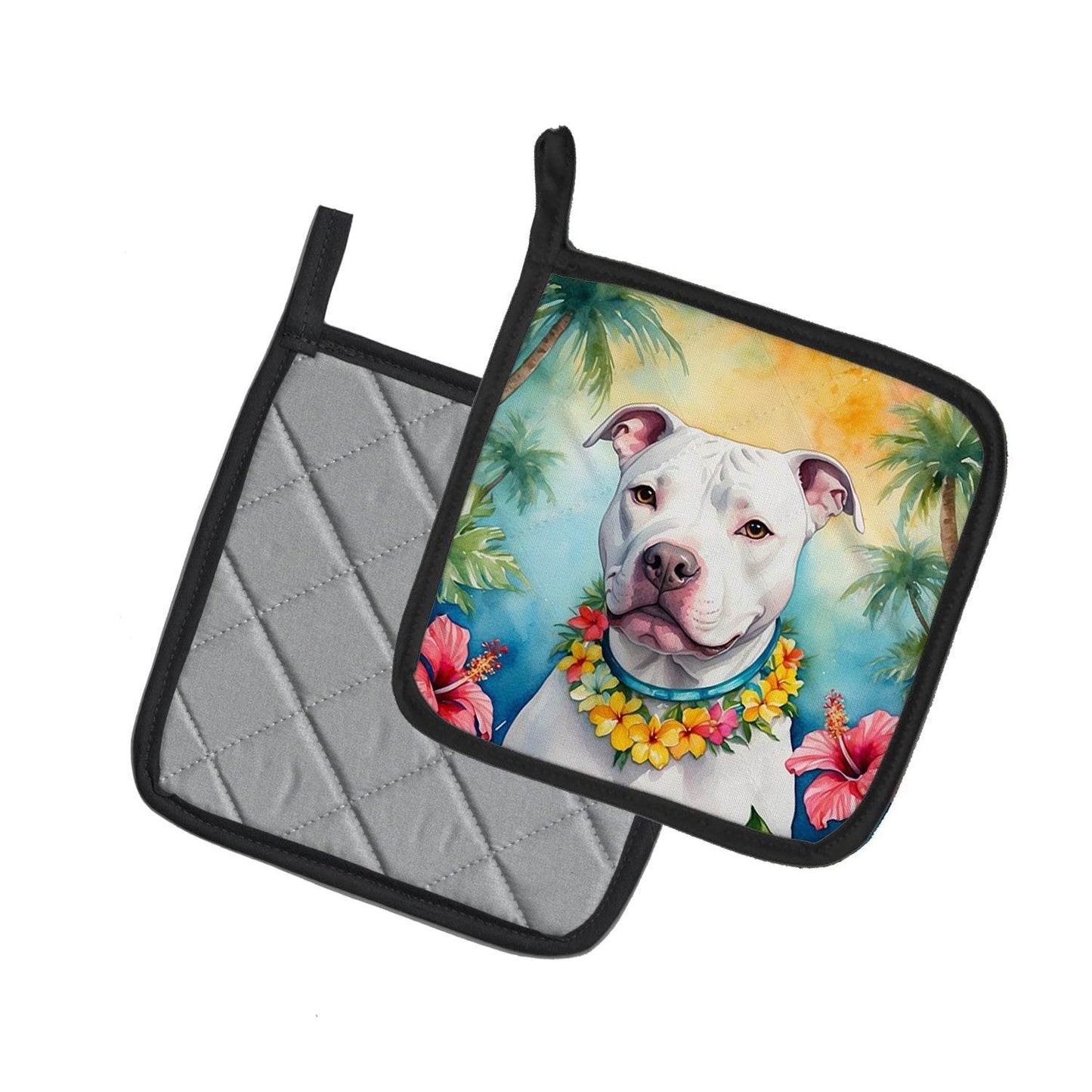 Pit Bull Terrier Luau Pair of Pot Holders - Loft&Timber