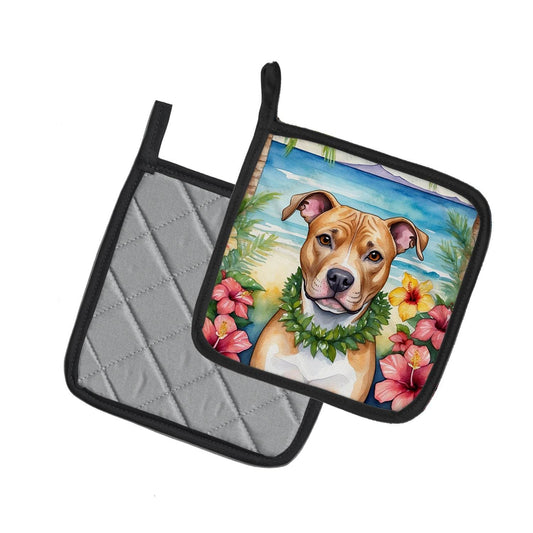 Pit Bull Terrier Luau Pair of Pot Holders - Loft&Timber