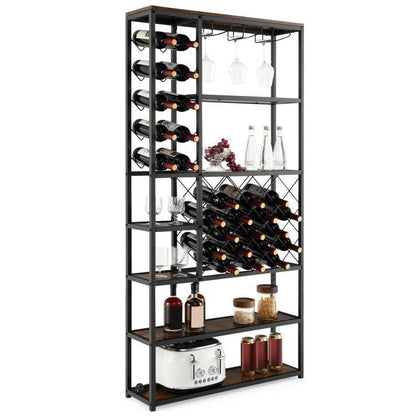 Heavy Duty Industrial Metal Wood 6 Tier Wine Rack Kitchen Storage Shelving Unit - Loft&Timber
