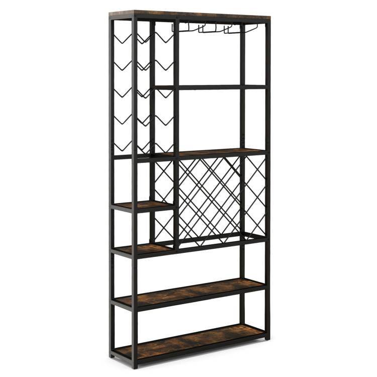 Heavy Duty Industrial Metal Wood 6 Tier Wine Rack Kitchen Storage Shelving Unit - Loft&Timber