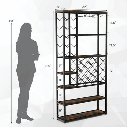 Heavy Duty Industrial Metal Wood 6 Tier Wine Rack Kitchen Storage Shelving Unit - Loft&Timber