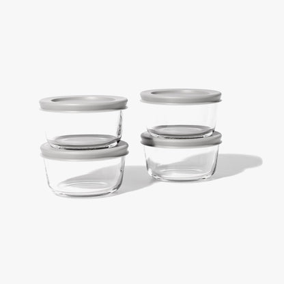Glass Food Storage Containers - 8 Piece 1 Cup Set (4 Containers + 4 Lids) - Loft&Timber