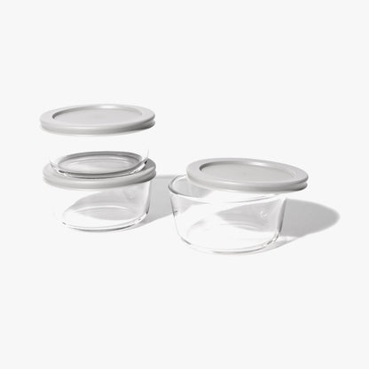 Glass Food Storage Containers - 6 Piece 2 Cup Set (3 Containers + 3 Lids) - Loft&Timber