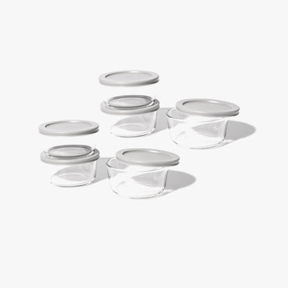 Glass Food Storage Containers - 12 Piece 2 Cup Set (6 Containers + 6 Lids) - Loft&Timber