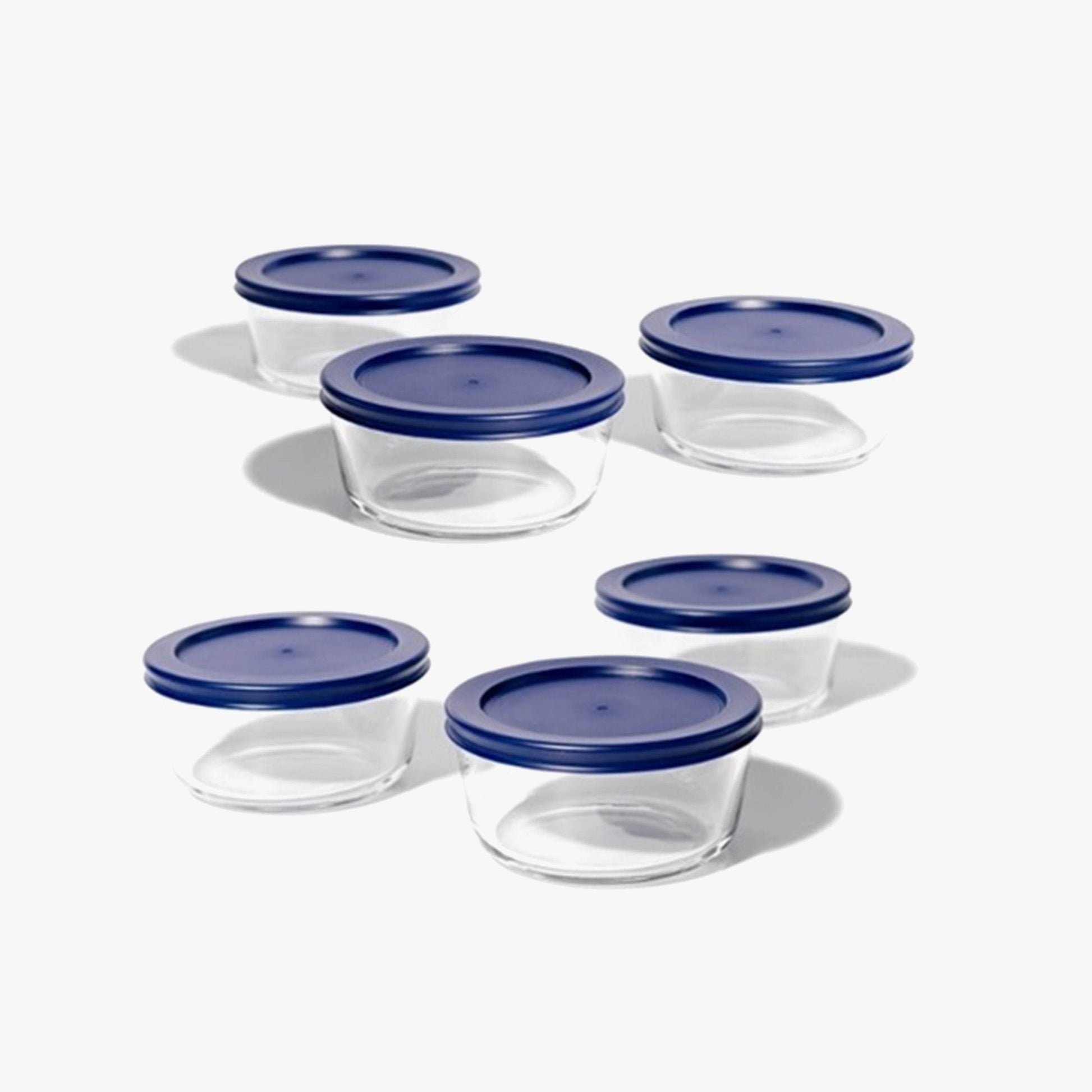 Glass Food Storage Containers - 12 Piece 2 Cup Set (6 Containers + 6 Lids) - Loft&Timber