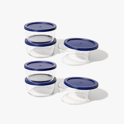 Glass Food Storage Containers - 12 Piece 4 Cup Set (6 Containers + 6 Lids) BPA-Free Lids - Loft&Timber