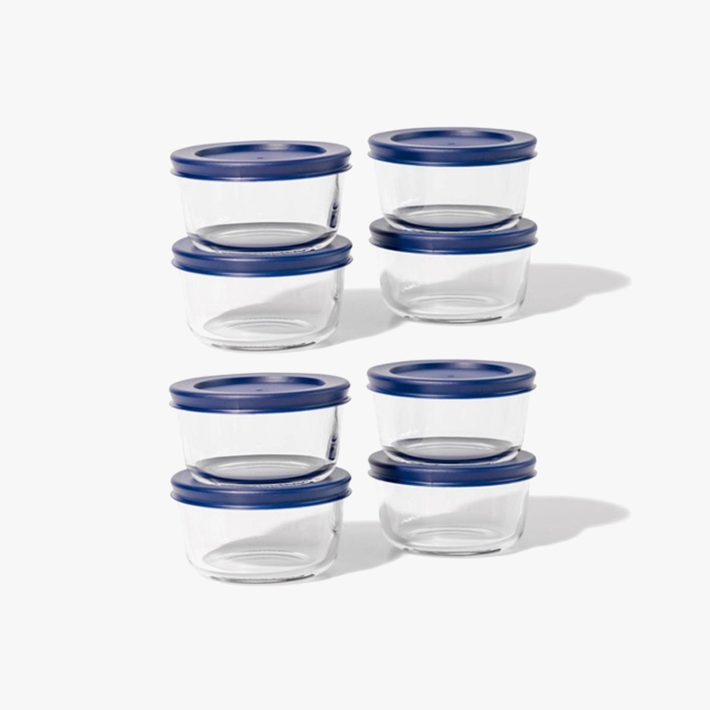 Glass Food Storage Containers - 16 Piece 7oz Set (8 Containers + 8 Lids), Blue - Loft&Timber