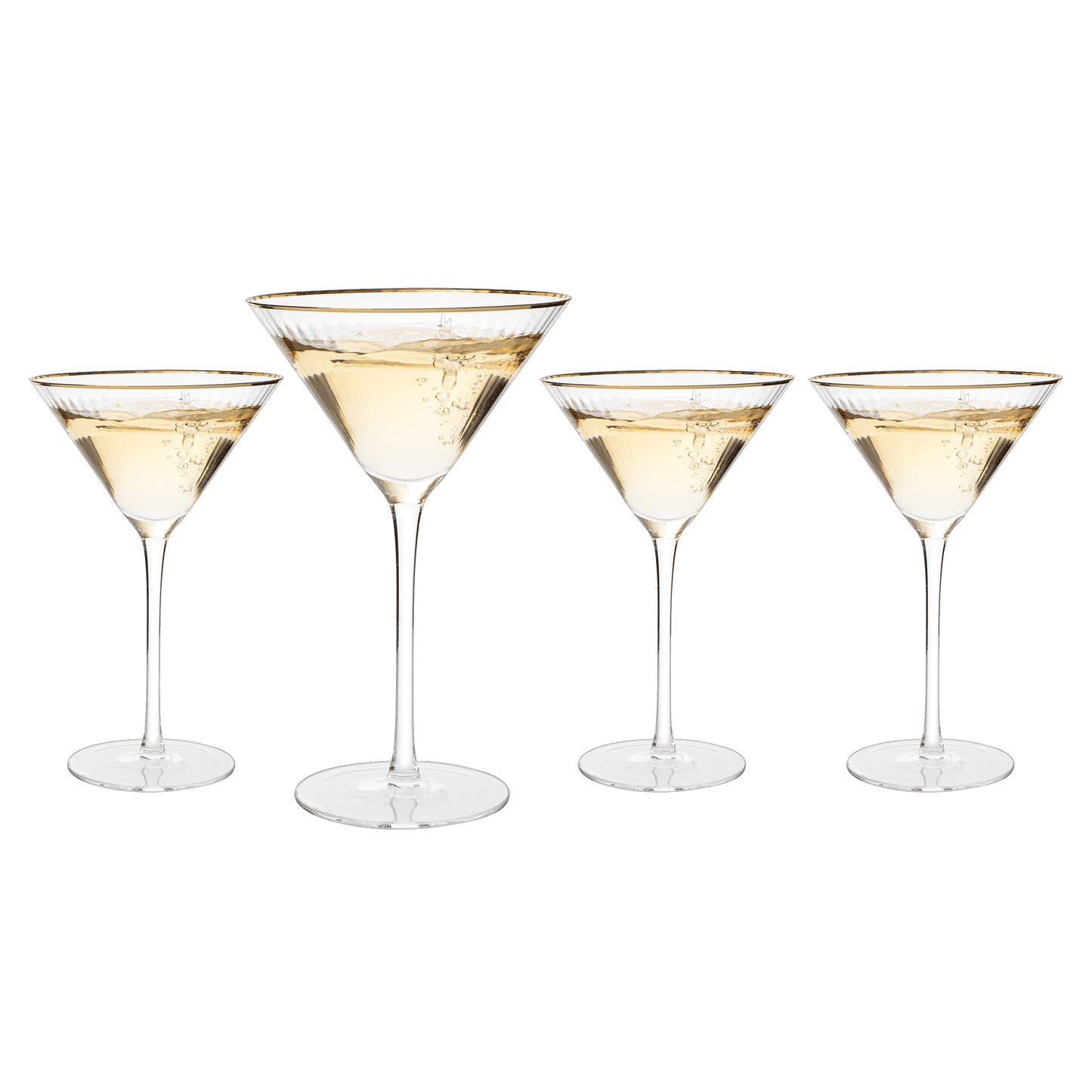 The Wine Savant Gold Rim Glasses 10 oz, Set of 4 Gold Rim Classic Manhattan Glasses For Martini, Cocktails, Champagne, Water & Wine - Classic Coupes Gilded Rimed, Crystal with Stems, Coupe - Loft&Timber
