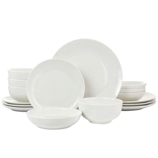 Elama Camellia 16 Piece Porcelain Double Bowl Dinnerware Set - Loft&Timber