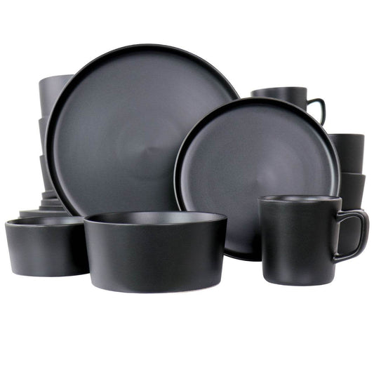Elama Luxmatte Black 20 Piece Dinnerware Set - Loft&Timber