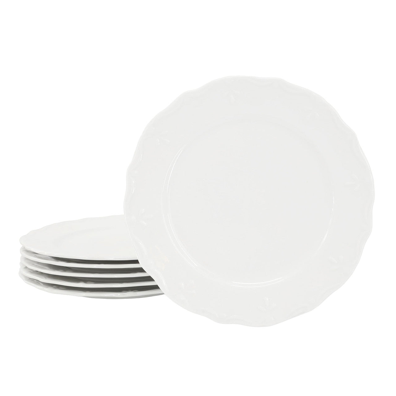 Elama Henryi 6 Piece 8.75 Inch Porcelain Salad Plate Set in White-0