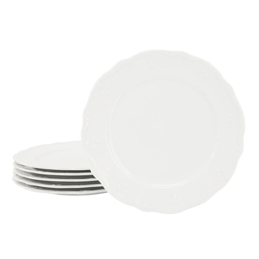 Elama Henryi 6 Piece 8.75 Inch Porcelain Salad Plate Set in White-0