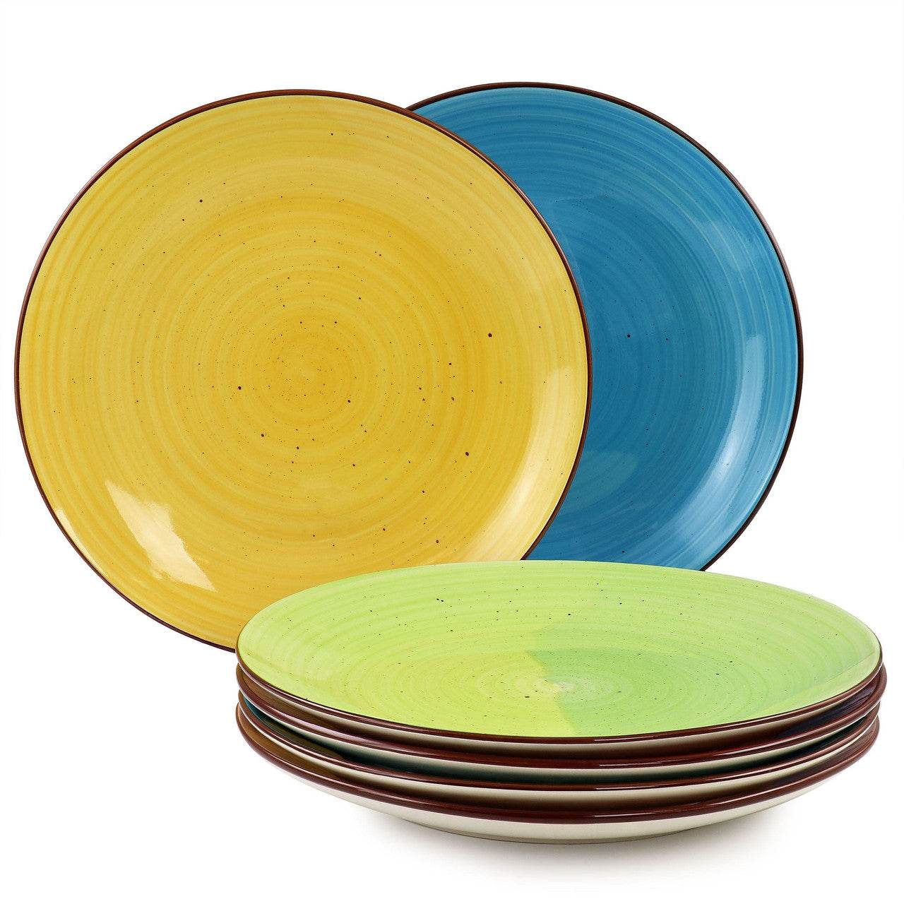 Elama Sebastian 6 Piece Stoneware Dinner Plate Set in Assorted Colors - Loft&Timber