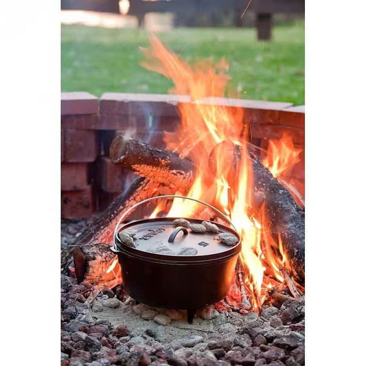 8-Quart Deep Seasoned Cast Iron Dutch Oven with Lid and Metal Handle - Loft&Timber