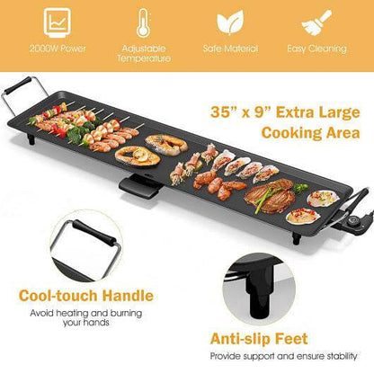 35 Inch Electric Griddle with Adjustable Temperature - Loft&Timber