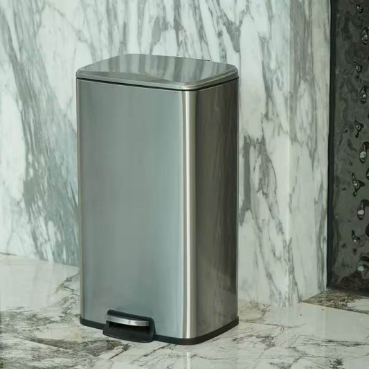 8-Gallon Stainless Steel Kitchen Trash Can with Step-on Lid - Loft&Timber