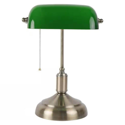 Antique Brass Bankers Lamp Desk Light Table Lamp with Green Glass Shade - Loft&Timber