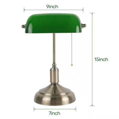 Antique Brass Bankers Lamp Desk Light Table Lamp with Green Glass Shade - Loft&Timber