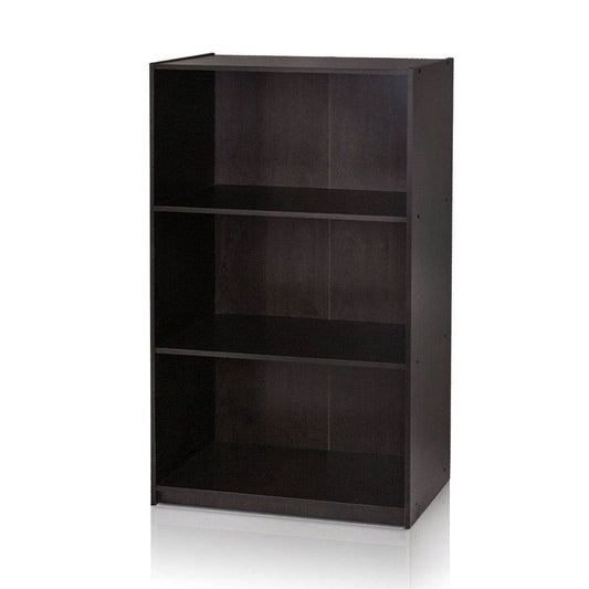 Modern 3-Shelf Bookcase in Espresso Wood Finish - Loft&Timber