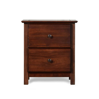 Farmhouse Solid Pine Wood 2 Drawer Nightstand in Cherry Finish - Loft&Timber