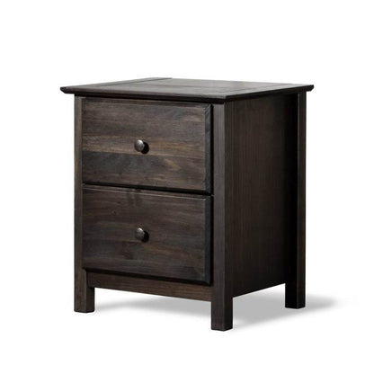 Farmhouse Solid Pine Wood 2 Drawer Nightstand in Espresso - Loft&Timber