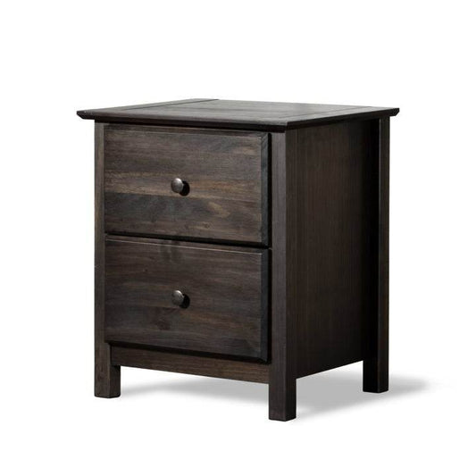 Farmhouse Solid Pine Wood 2 Drawer Nightstand in Espresso - Loft&Timber